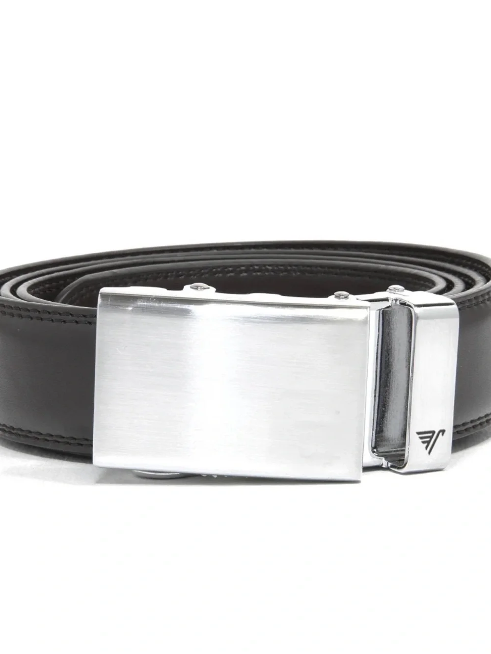 Boys Mission Black Leather Belt with Silver Automatic Buckle size 28